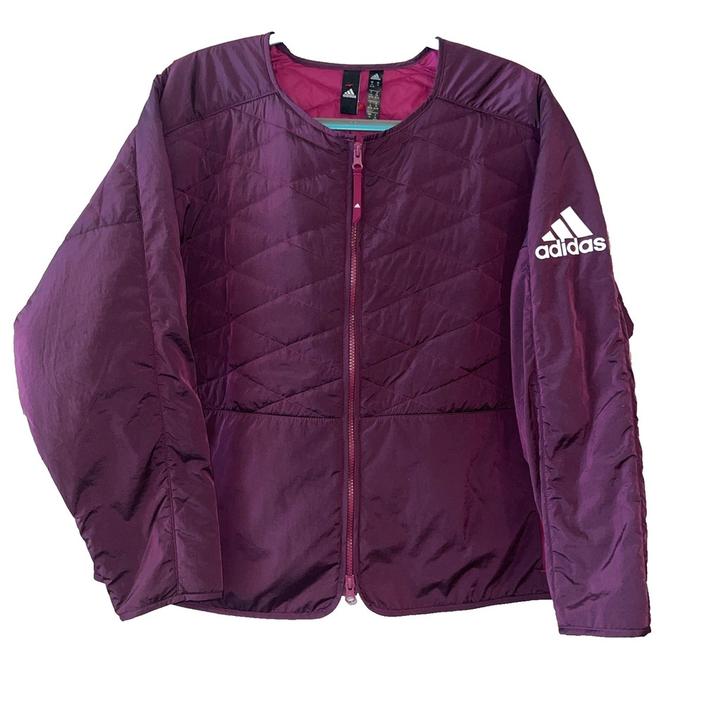 Adidas Z.N.E Padded Quilted Jacket Women's Plus Size 1X Berry Lightweight